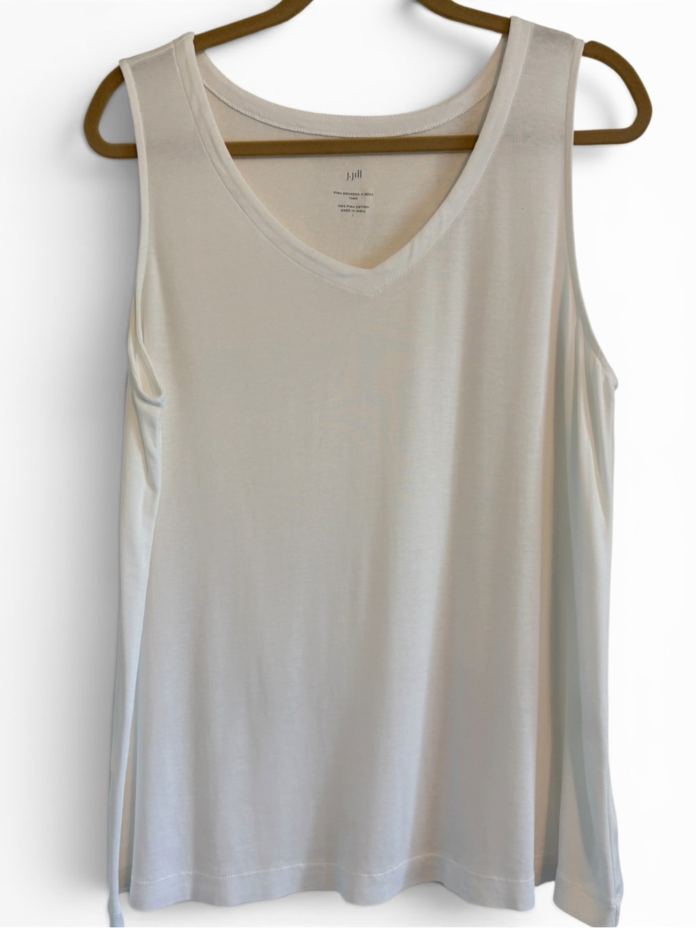 J. Jill White Pima Cotton Sleeveless Tank | Rounded V-Neck | Women’s Large